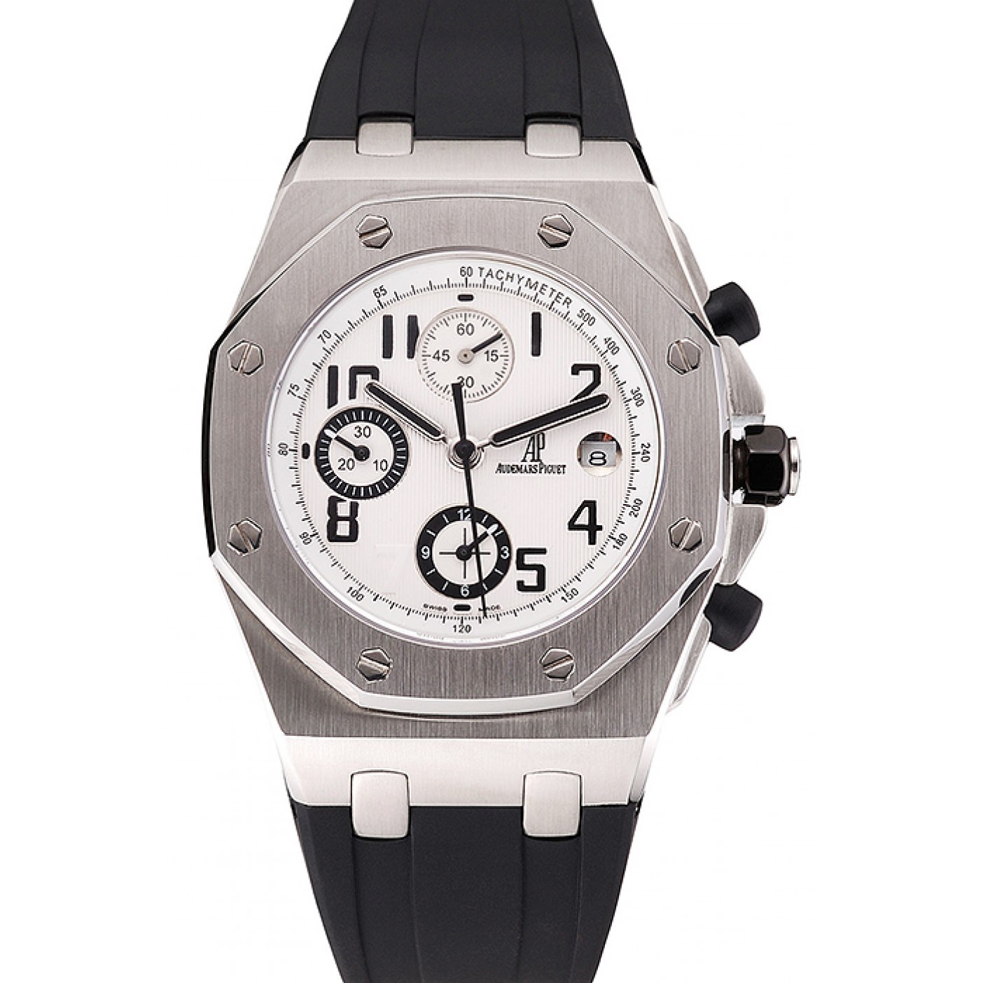 Swiss Audemars Piguet Royal Oak Offshore White Dial Stainless Steel Case Black Rubber Strap 622853